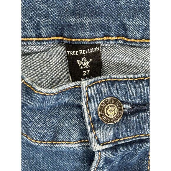 True Religion Women's 27 Jennie Curvy Mid Rise‎ Skinny Distressed Denim Jean - Picture 5 of 11